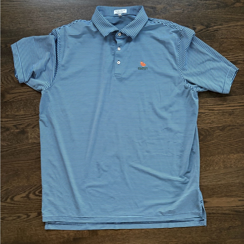 Peter Millar Navy Striped Cabot Golf Course Polo